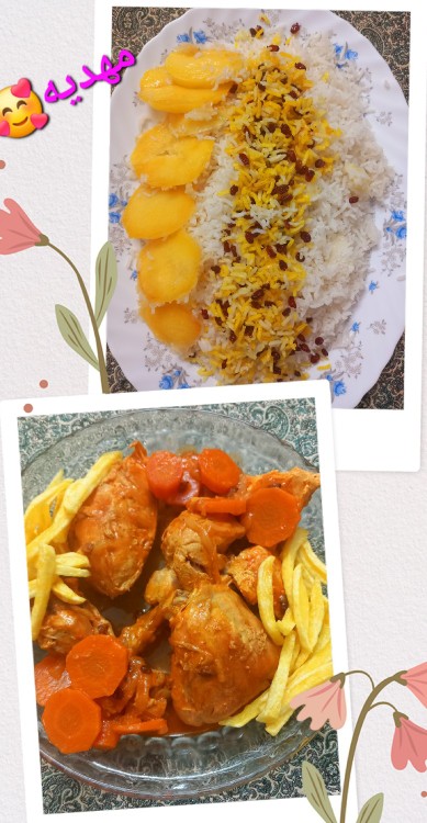 از شما/بوقت شام. زرشک پلو و مرغ🥰😋
