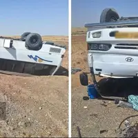 واژگونی مینی‌بوس در محور گرمسار به قم