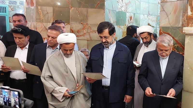 وزیر میراث‌فرهنگی حرم مطهر حضرت معصومه(س) را زیارت کرد