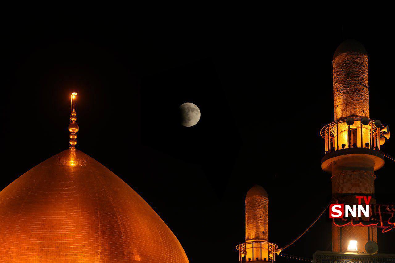 عکس/ ماه گرفتی در آسمان سامراء 