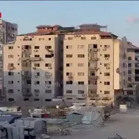 تصاویر لحظه بمباران برجی در غزه 