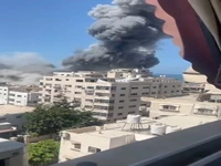 لحظه بمباران یک برج دیگر در غزه