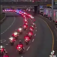 رژه‌ی موتورسواران پلیس آمریکا برای ادای احترام به چارلی کرک