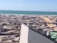 ازدحام چادرها در امتداد ساحل غزه