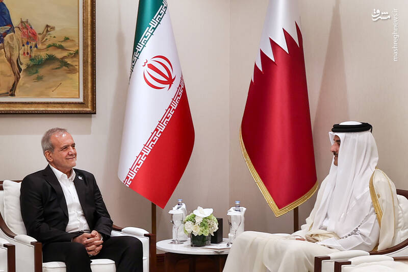 عکس/ دیدار رئیس جمهور با امیر قطر در دوحه
