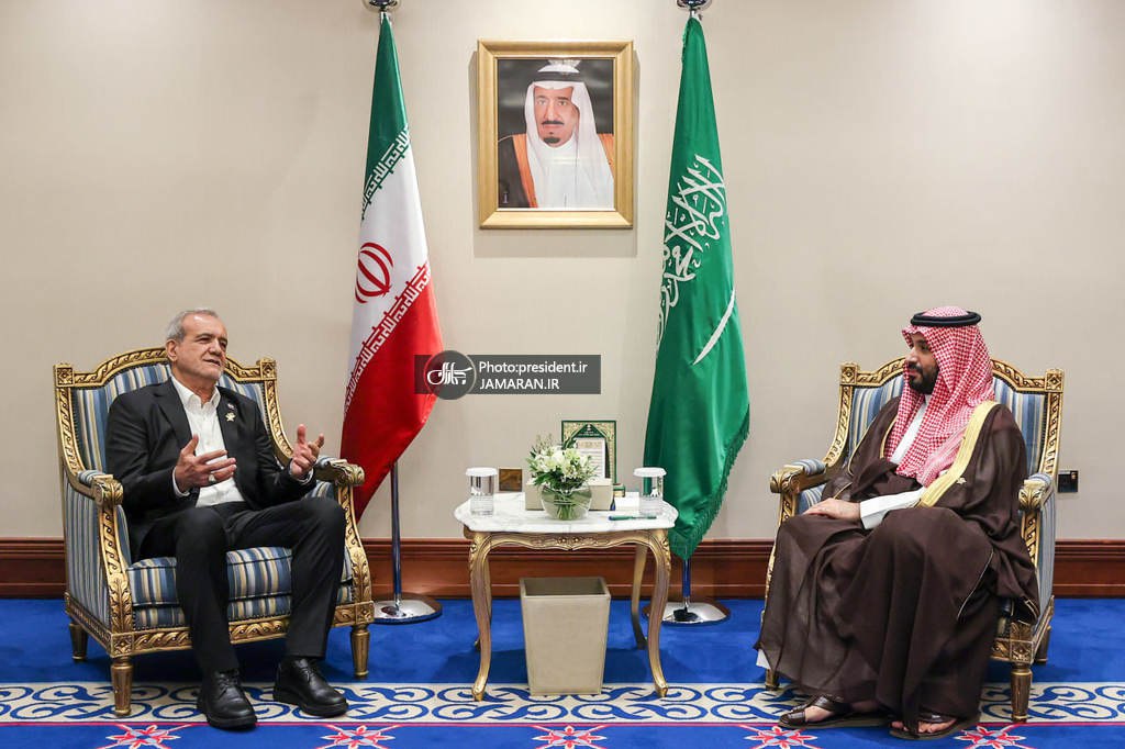 عکس/ دیدار مسعود پزشکیان و محمد بن سلمان