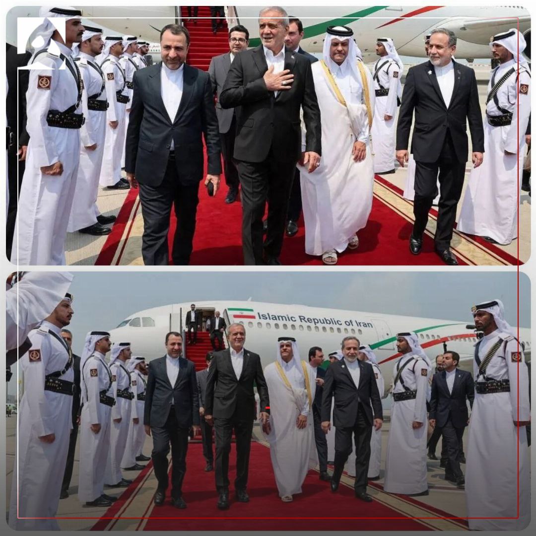 عکس/ تصاویری از استقبال عراقچی از پزشکیان در قطر