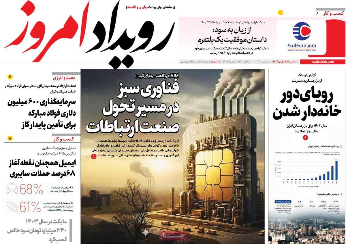 صفحه نخست روزنامه‌های اصفهان در ۲۵ شهریور