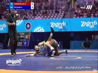 پیروزی 8-0 پیام احمدی مقابل حریف سوئیسی در 25 ثانیه و صعود به نیمه‌نهایی مسابقات کشتی فرنگی قهرمانی جهان