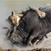 کمین خارق‌العاده شیر ماده برای شکار گوزن یالدار