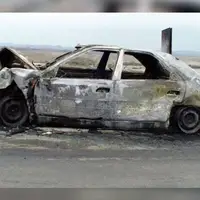 حریق خودروی حامل سوخت در جاده بندرعباس - میناب
