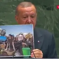 نمایش تصویر دردناکی از مردم غزه در سازمان ملل توسط اردوغان