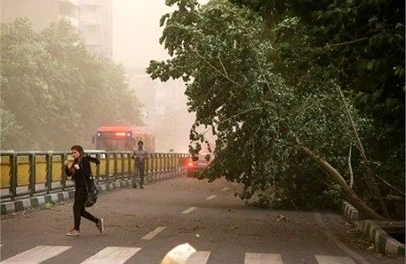 وزش باد شدید و گرد و خاک در تهران؛ افزایش نسبی دما