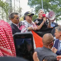  تصاویری از رئیس جمهور کلمبیا در تظاهرات حامیان فلسطین مقابل سازمان ملل