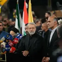 حضور علی لاریجانی در مراسم سالگرد شهید نصرالله