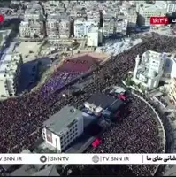تصاویر هوایی از حضور انبوه مردم در مراسم گرامیداشت سالروز شهادت دبیران کل حزب الله