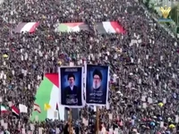 مراسم نخستین سالگرد شهادت سید حسن نصرالله در صنعا پایتخت یمن