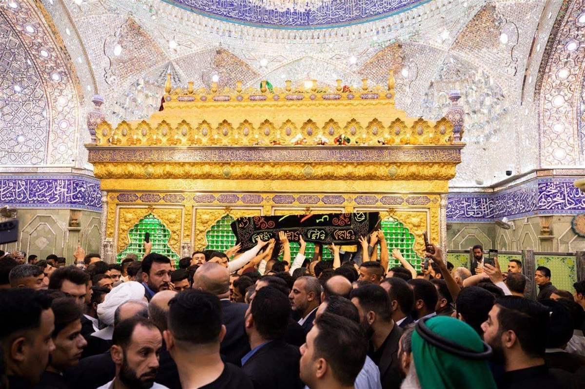 عکس/ تشییع پیکر همسر آیت‌الله سیستانی در کربلا