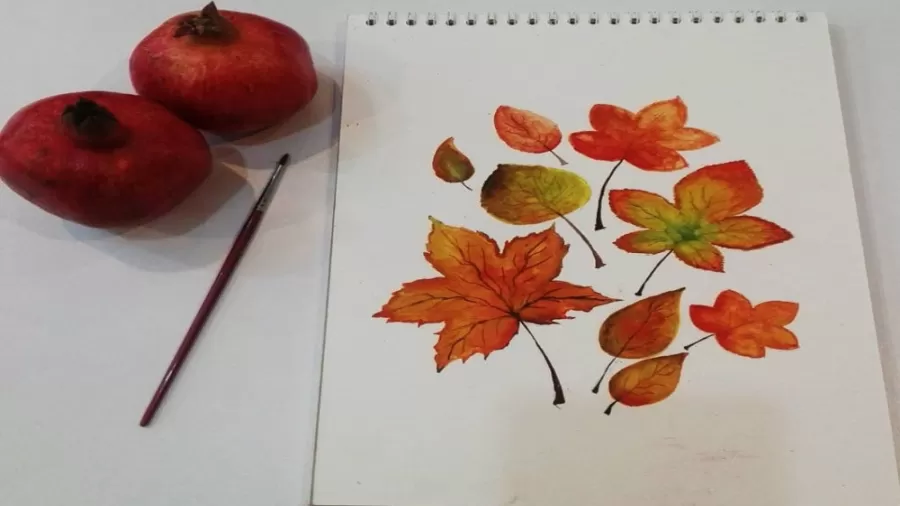 با برگ های پائیزی نقاشی بکشیم