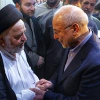 حضور رئیس مجلس در مراسم ختم همسر آیت الله سیستانی در قم