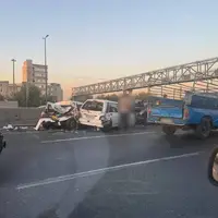تصادف زنجیره‌ای در اتوبان آزادگان تهران