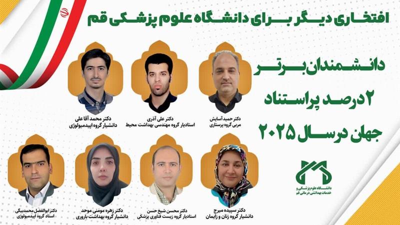 اعضای هیاتعلمی دانشگاه علوم پزشکی قم در فهرست ۲ درصد دانشمندان برتر جهان