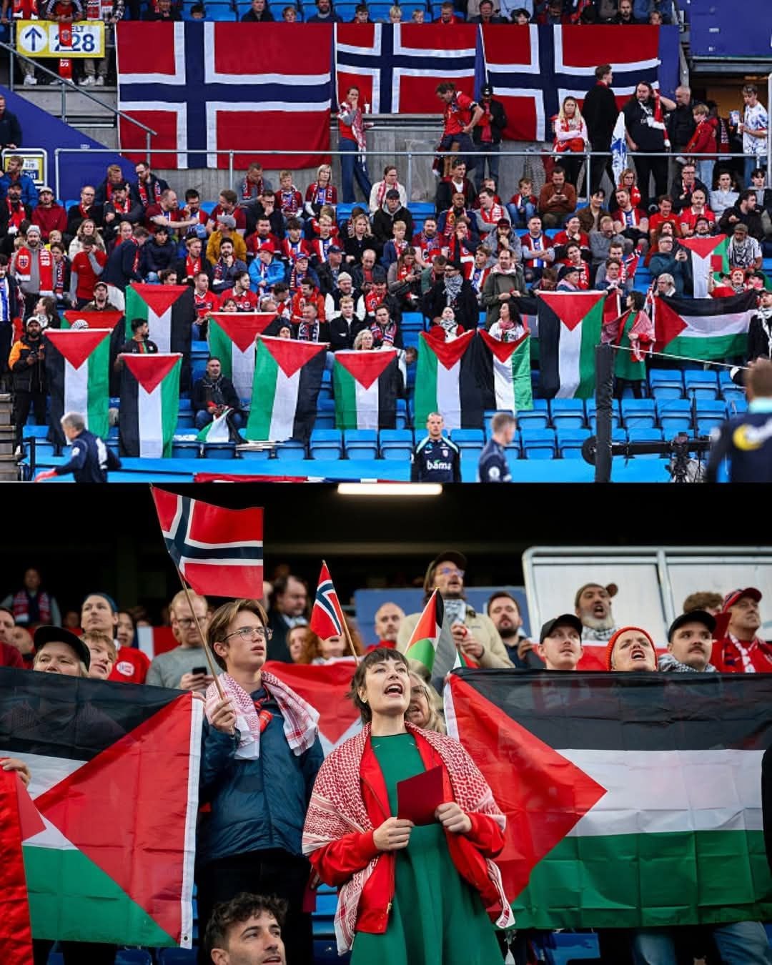 عکس/ نروژ در کنار پرچم فلسطین اسرائیل را درهم کوبید