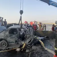 عکس/ تصادف مرگبار پژو در جاده مشهد