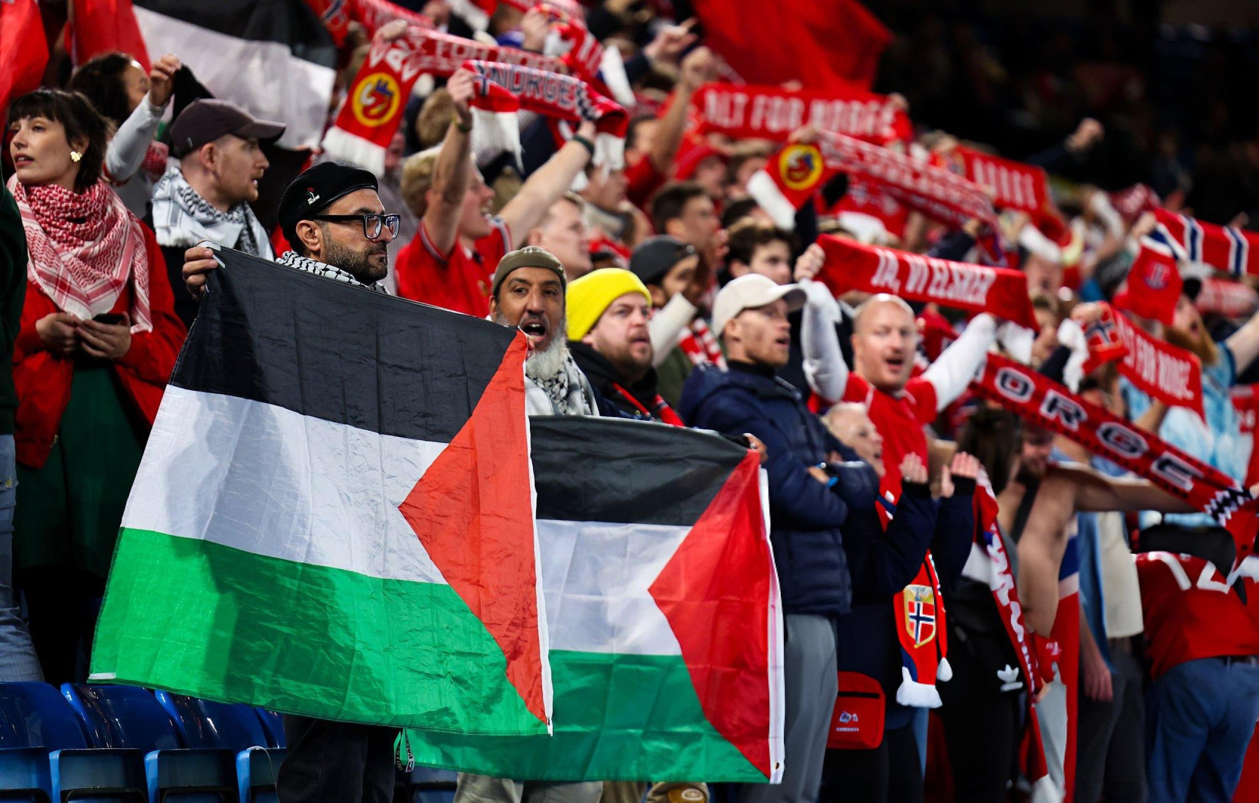 عکس/ نروژ در کنار پرچم فلسطین اسرائیل را درهم کوبید