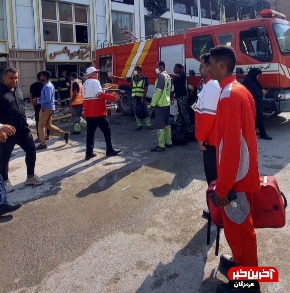 امدادرسانى به مصدومان حادثه آتش‌سوزی مجتمع اطلس درگهان قشم 