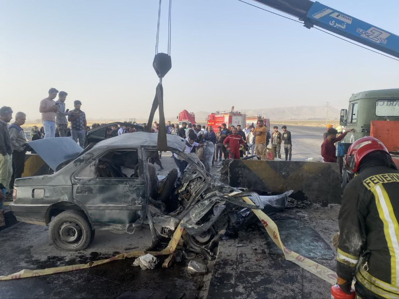 عکس/ تصادف مرگبار پژو در جاده مشهد