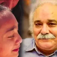 بی‌قراری نوه و دختر محمد کاسبی در مراسم خاکسپاری