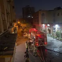 آتش‌سوزی یک هتل و مغازه در خیابان سعدی تهران