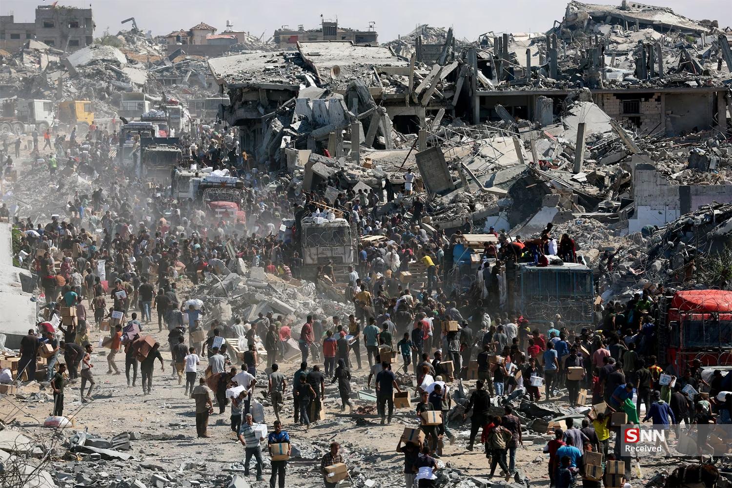 عکس/ بازگشت هزاران آواره فلسطینی به شهر غزه
