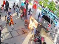شاسی‌بلند مرسدس پمپ بنزین را به آتش کشید!