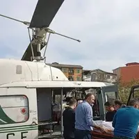 انتقال مصدومین حادثه انفجار در آستارا با بالگرد