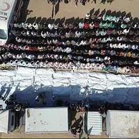  یک گور جمعی شامل پیکرهای ۵۴ شهید ناشناس در شهر دیرالبلح در مرکز نوار غزه