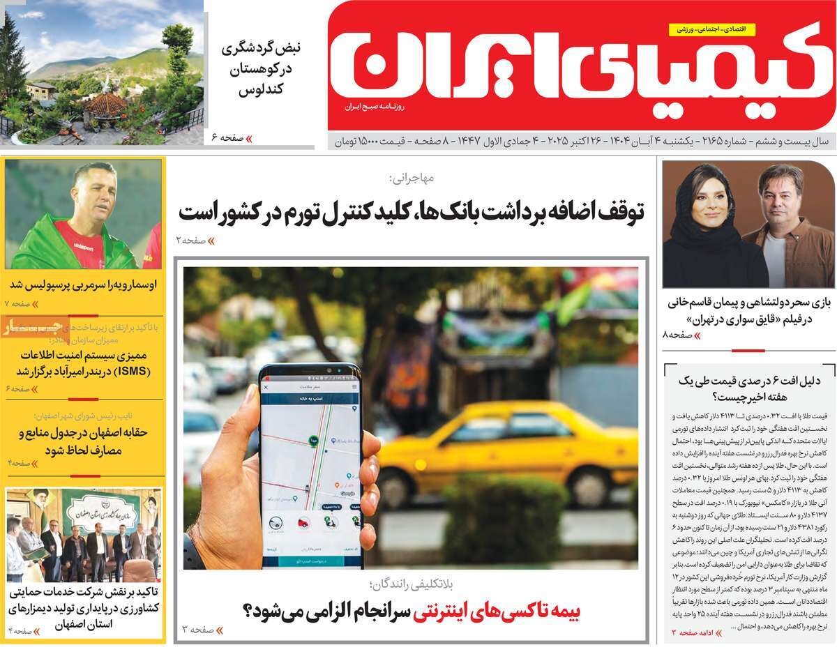 صفحه نخست روزنامه‌های اصفهان در ۴ آبان