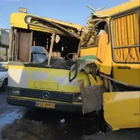 عکس/ تصادف ۲ اتوبوس در جاده مخصوص کرج