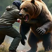 نجات توله خرس قهوه‌ای سه‌ساله در نور