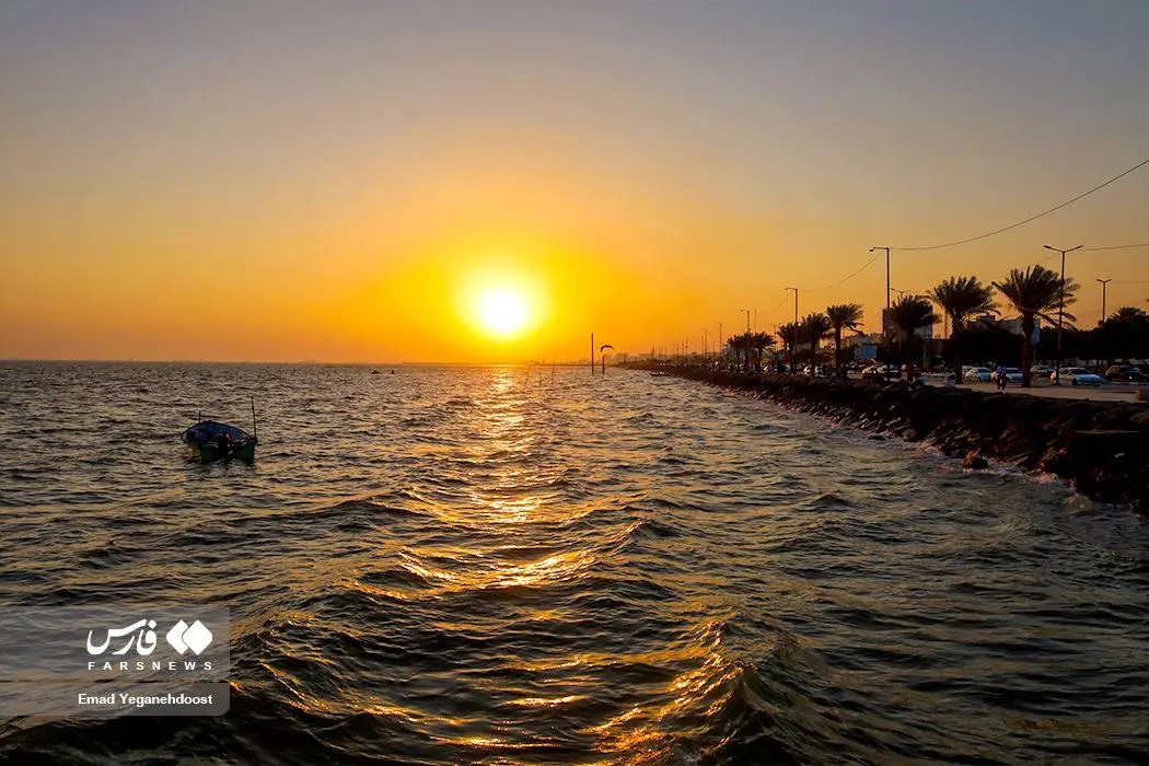  غروب دیدنی ساحل خواجه عطای بندرعباس
