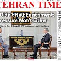 صفحه اول روزنامه Tehran Times یکشنبه ۱۱ آبان