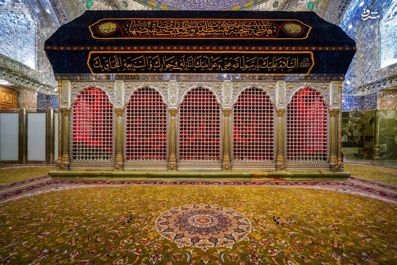 ضریح امیرالمومنین در عزای همسرش سیاهپوش شد