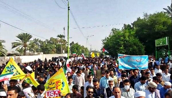 طنین شعار «مرگ بر آمریکا» از دل نخلستان های قصرقند