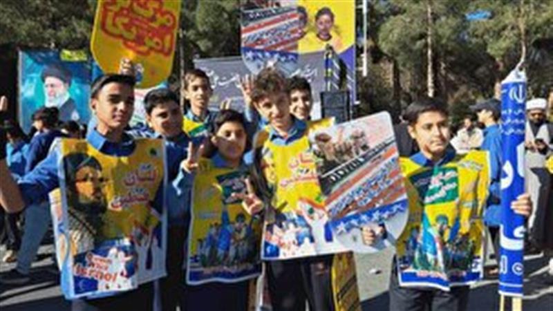 خروش دانش آموزان خراسان جنوبی علیه استکبار