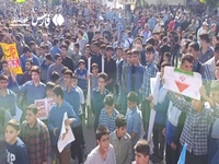 سیل خروش مردم و دانش‌آموزان رامهرمز در راهپیمایی ۱۳ آبان