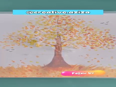 با گواش درخت پاییزی بکشیم