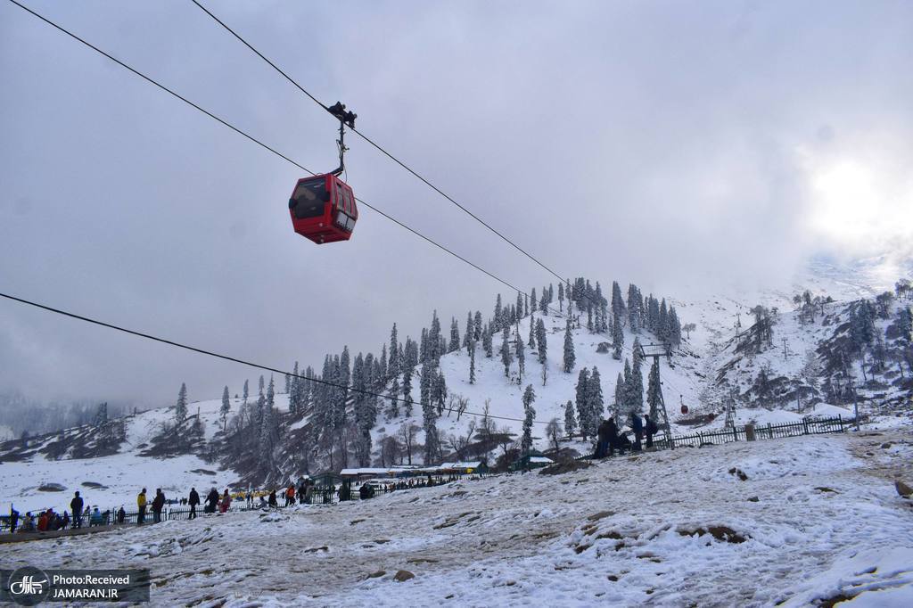 بارش برف تازه در کشمیر هند