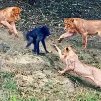 اعتماد به نفس مرگبار بابون در برابر شیرها!