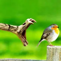 دفاع شچاعانه پرنده از خودش مقابل مار